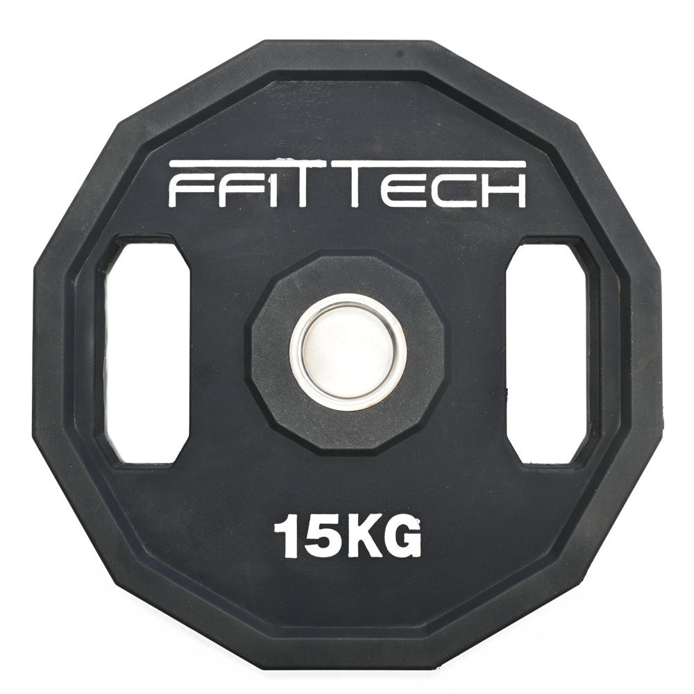 a black round weight plate with white text